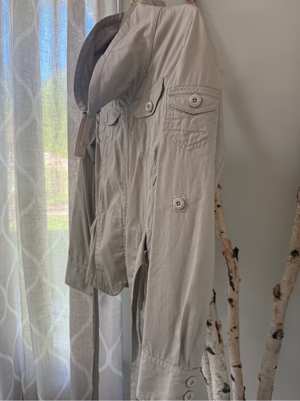 Armani Beige Women’s Zip-Front Drawstring Waist Jacket - Picture 4 of 4